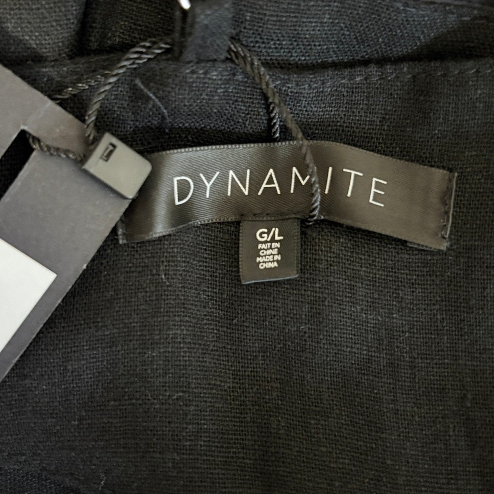 Dynamite Linen Blend Romper Frill Strap Wide Leg Jumpsuit Jet Black Large NWT - Picture 6 of 8